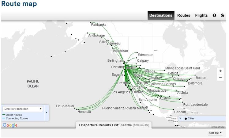 Alaska Airlines - Route Map